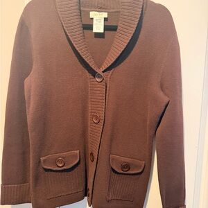 Kate Hill Chocolate Button-Up Cardigan